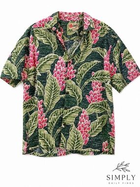 Hilo Hattie Green & Pink Hawaiian Print Shirt